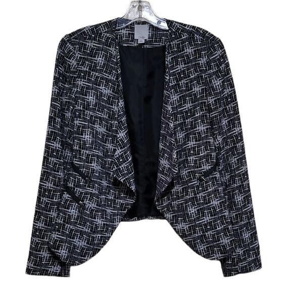 Halogen Black and White Abstract Printed  Open Front Blazer Jacket Sz Small - Picture 6 of 8